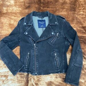 Black Denim Moto Jacket by American Eagle Outfitters